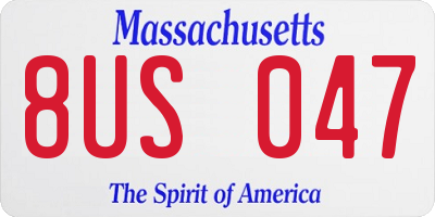 MA license plate 8US047