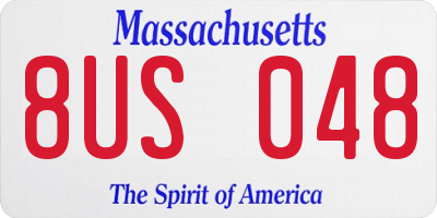 MA license plate 8US048