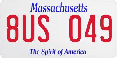 MA license plate 8US049