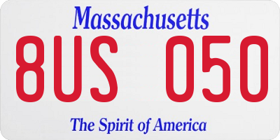 MA license plate 8US050