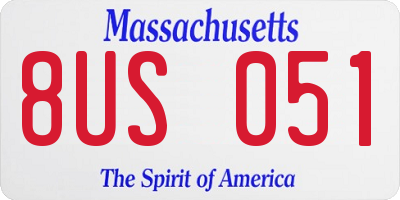 MA license plate 8US051