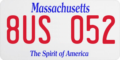MA license plate 8US052