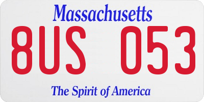 MA license plate 8US053