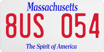 MA license plate 8US054