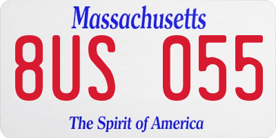 MA license plate 8US055