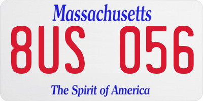 MA license plate 8US056
