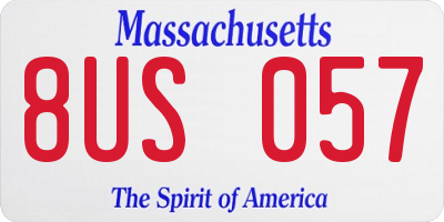 MA license plate 8US057