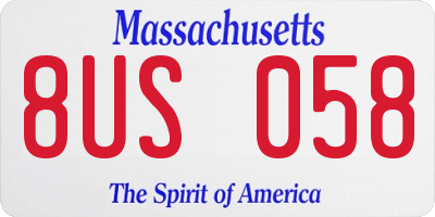 MA license plate 8US058