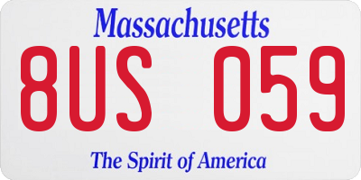 MA license plate 8US059