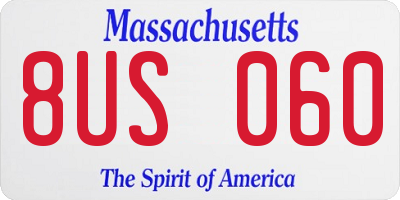 MA license plate 8US060