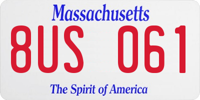 MA license plate 8US061