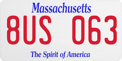 MA license plate 8US063