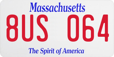 MA license plate 8US064