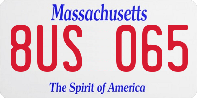 MA license plate 8US065