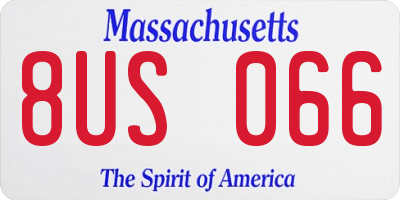 MA license plate 8US066
