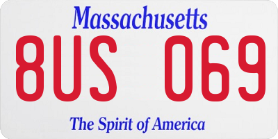 MA license plate 8US069