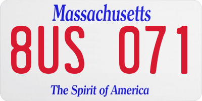 MA license plate 8US071