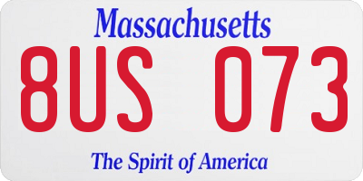 MA license plate 8US073
