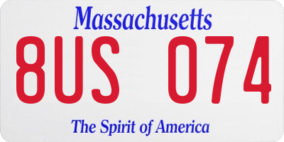 MA license plate 8US074