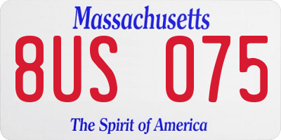 MA license plate 8US075