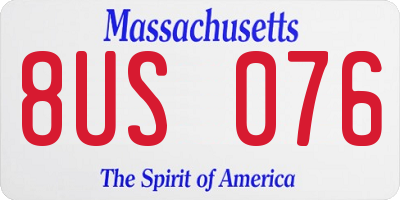 MA license plate 8US076