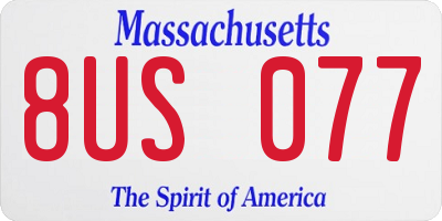 MA license plate 8US077