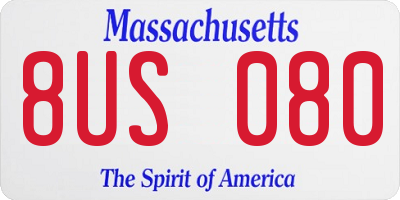 MA license plate 8US080