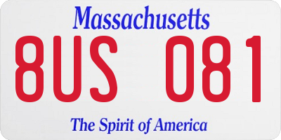 MA license plate 8US081