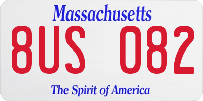 MA license plate 8US082