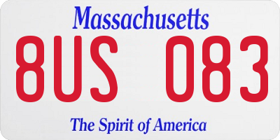 MA license plate 8US083