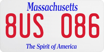 MA license plate 8US086