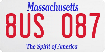 MA license plate 8US087