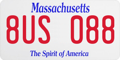 MA license plate 8US088