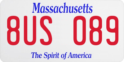 MA license plate 8US089