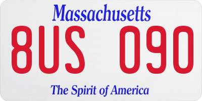 MA license plate 8US090