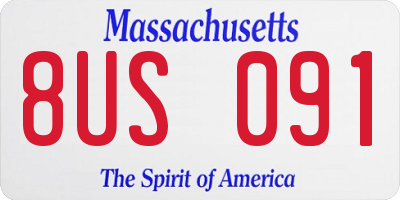MA license plate 8US091