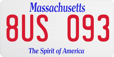 MA license plate 8US093