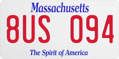 MA license plate 8US094