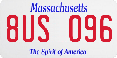 MA license plate 8US096