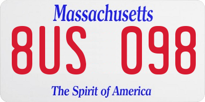 MA license plate 8US098
