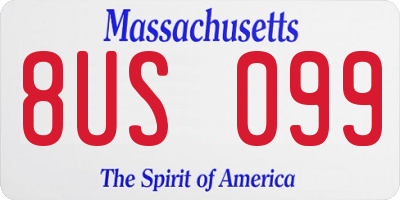 MA license plate 8US099