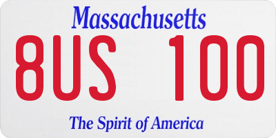 MA license plate 8US100