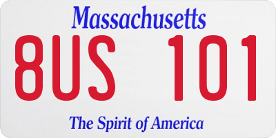 MA license plate 8US101