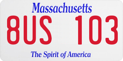 MA license plate 8US103