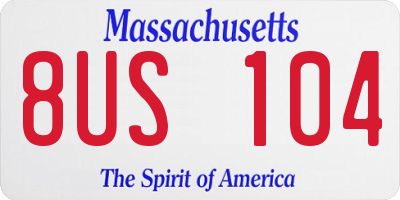 MA license plate 8US104
