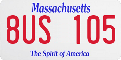 MA license plate 8US105