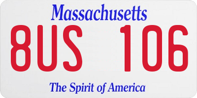 MA license plate 8US106