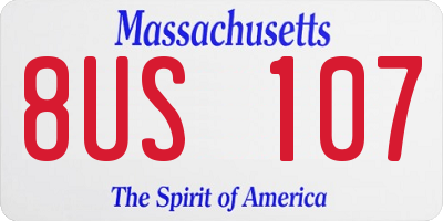 MA license plate 8US107