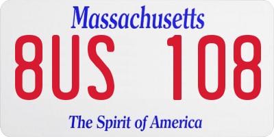 MA license plate 8US108