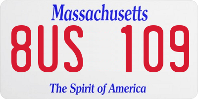 MA license plate 8US109